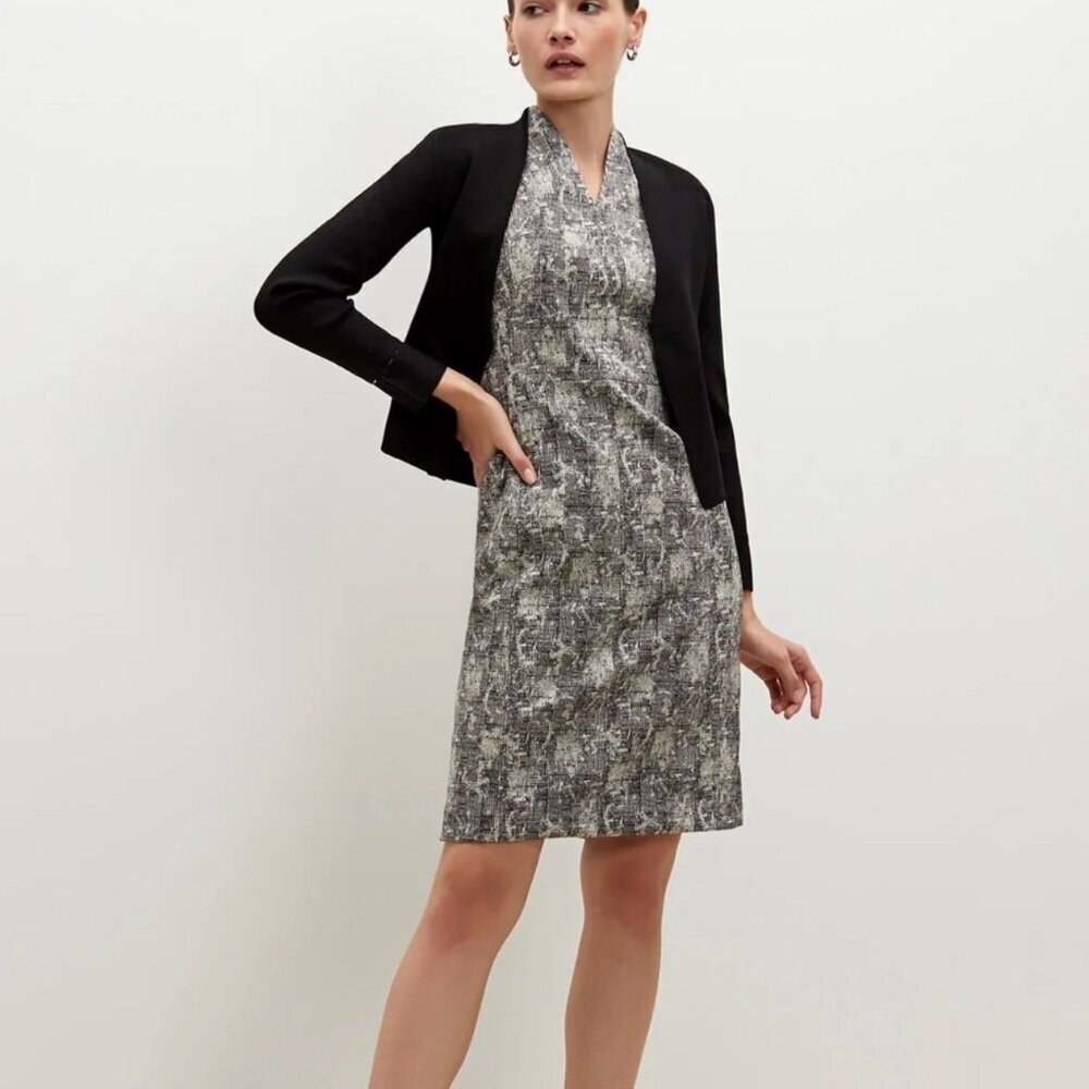 MM Lafleur The Aditi Dress in Black White Crackle Women's Size 6